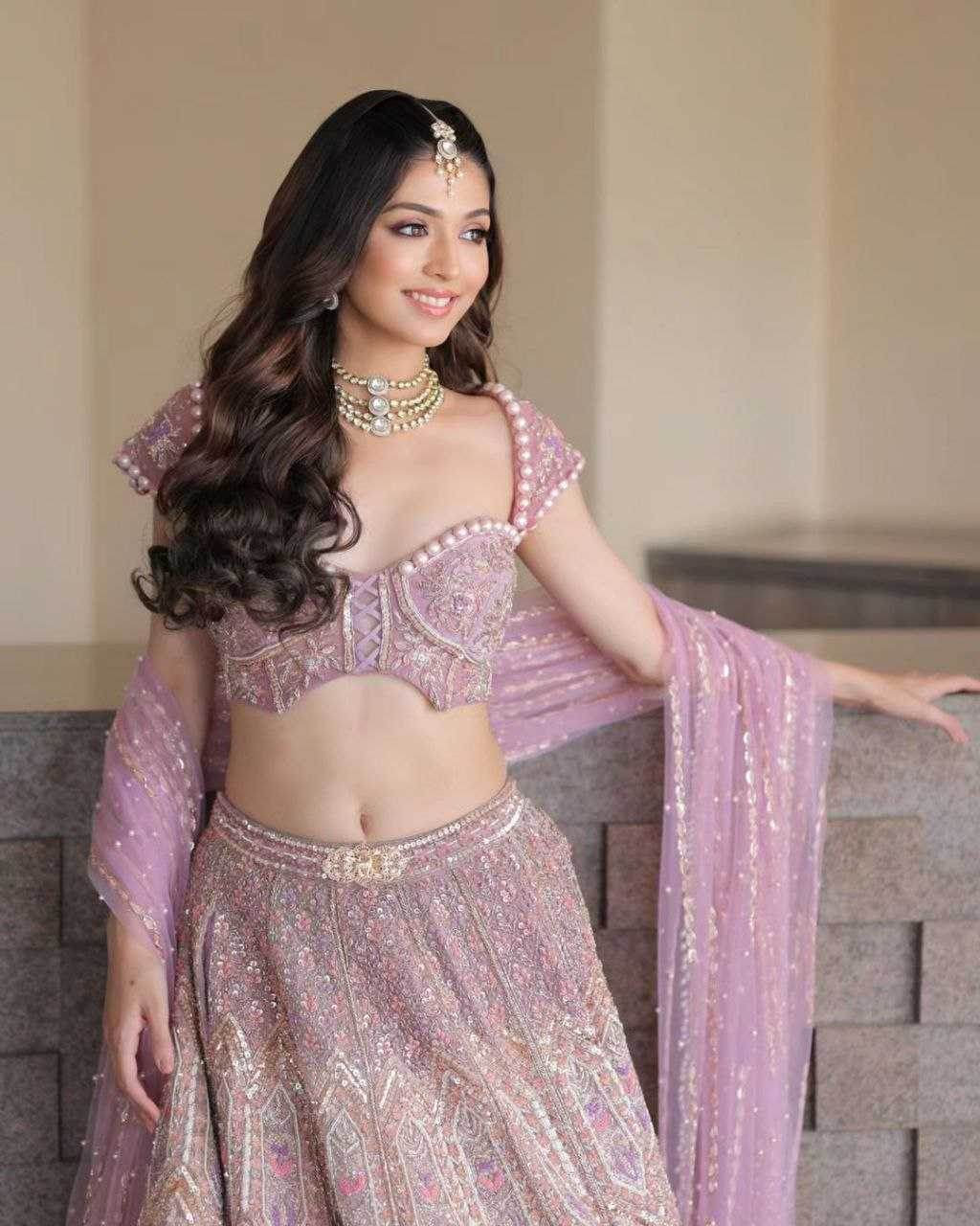 Kasturi Silk Embroidered Thread Work Sequins Lehenga With Cancan - MYLUXURY LANE ENTERPRISE